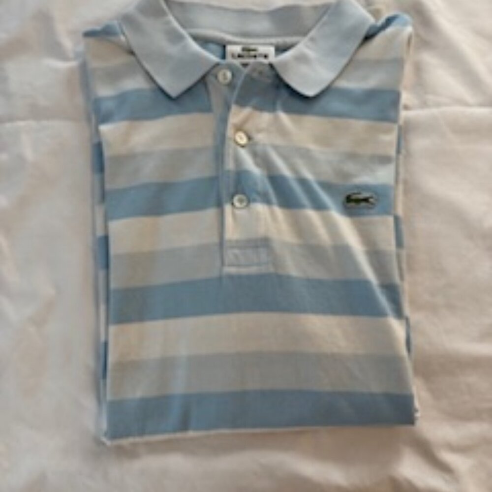Lacoste Polo Blue White Stripe Size 6